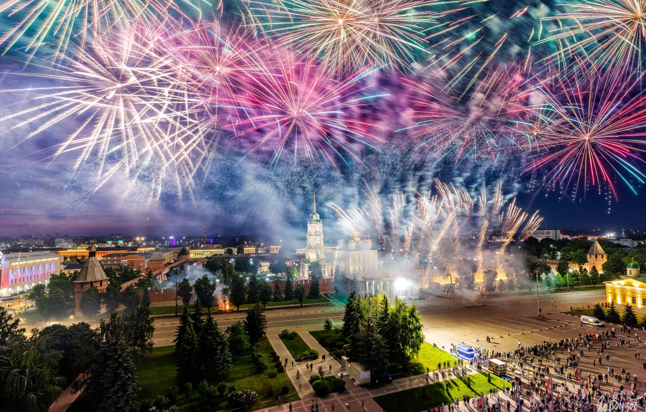 Photo wallpaper the city, salute, the evening, The Kremlin, Tula, Ilya Garbuzov