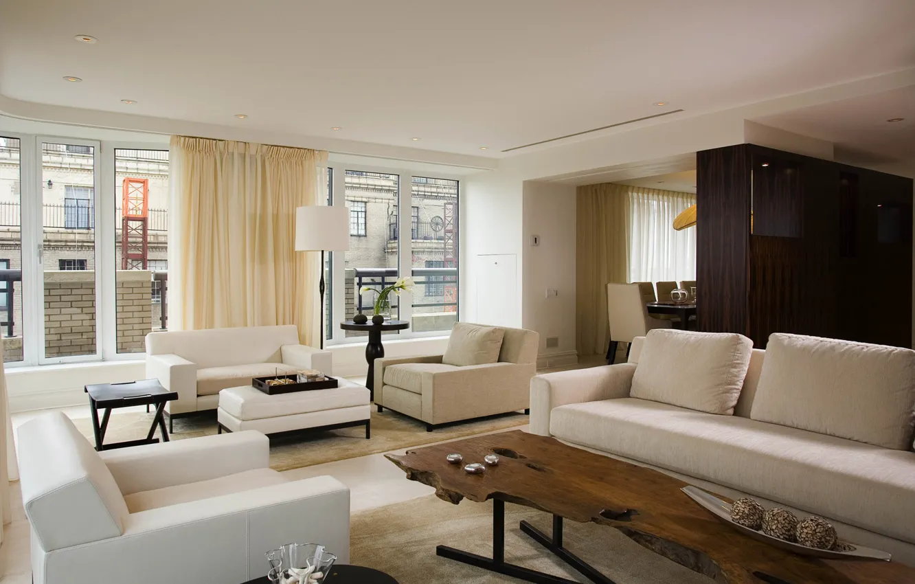 Photo wallpaper design, the city, style, interior, living room, city apartment