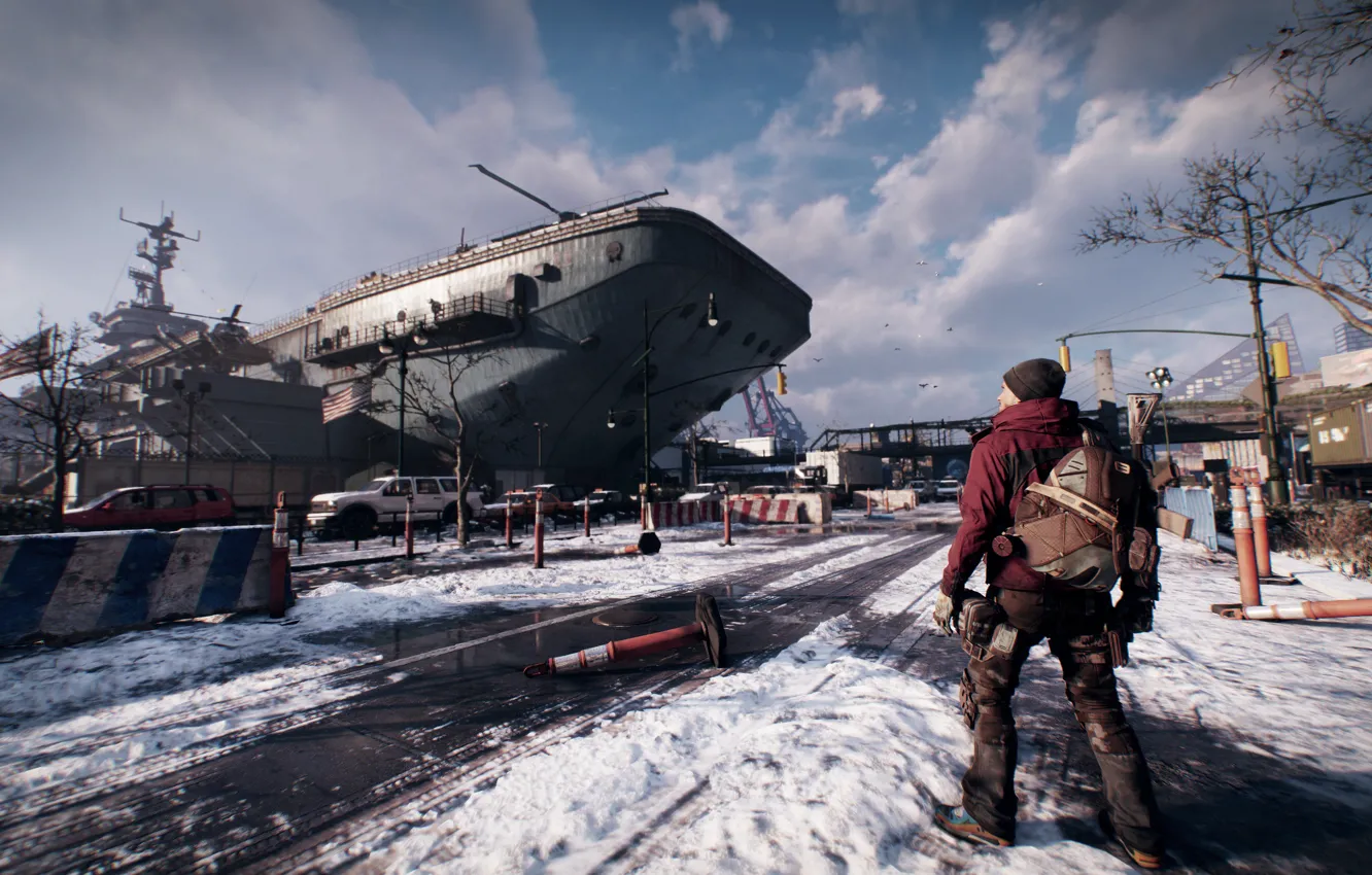 Photo wallpaper winter, snow, ship, agent, New York, The Division