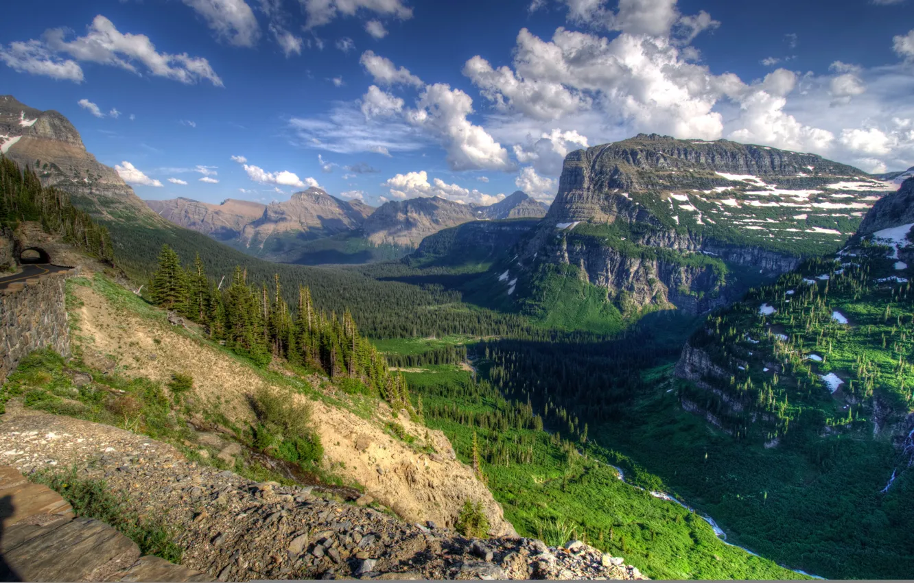 Photo wallpaper USA, scenery, Glacier, Montana, Canyon, nature.