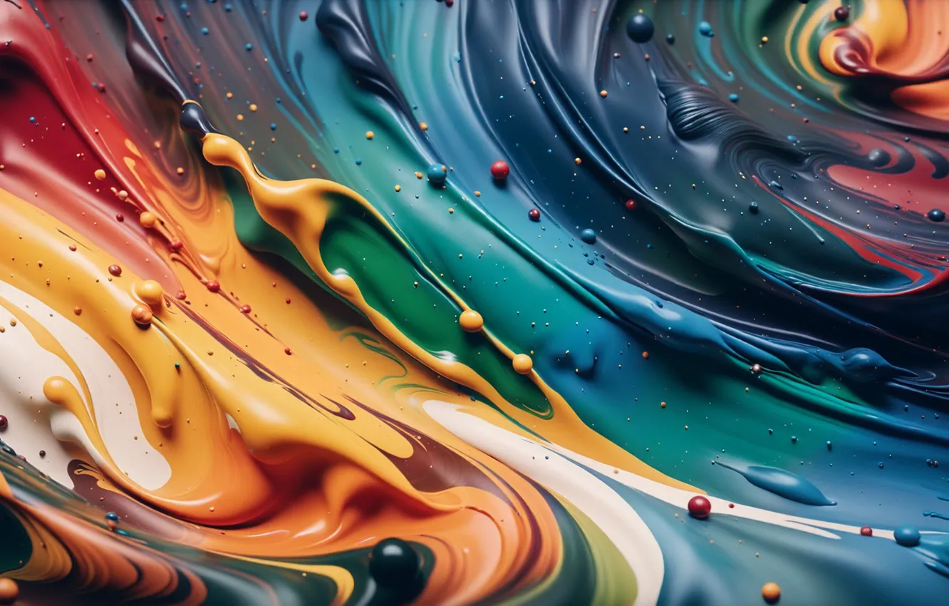 Photo wallpaper drops, abstraction, paint, color