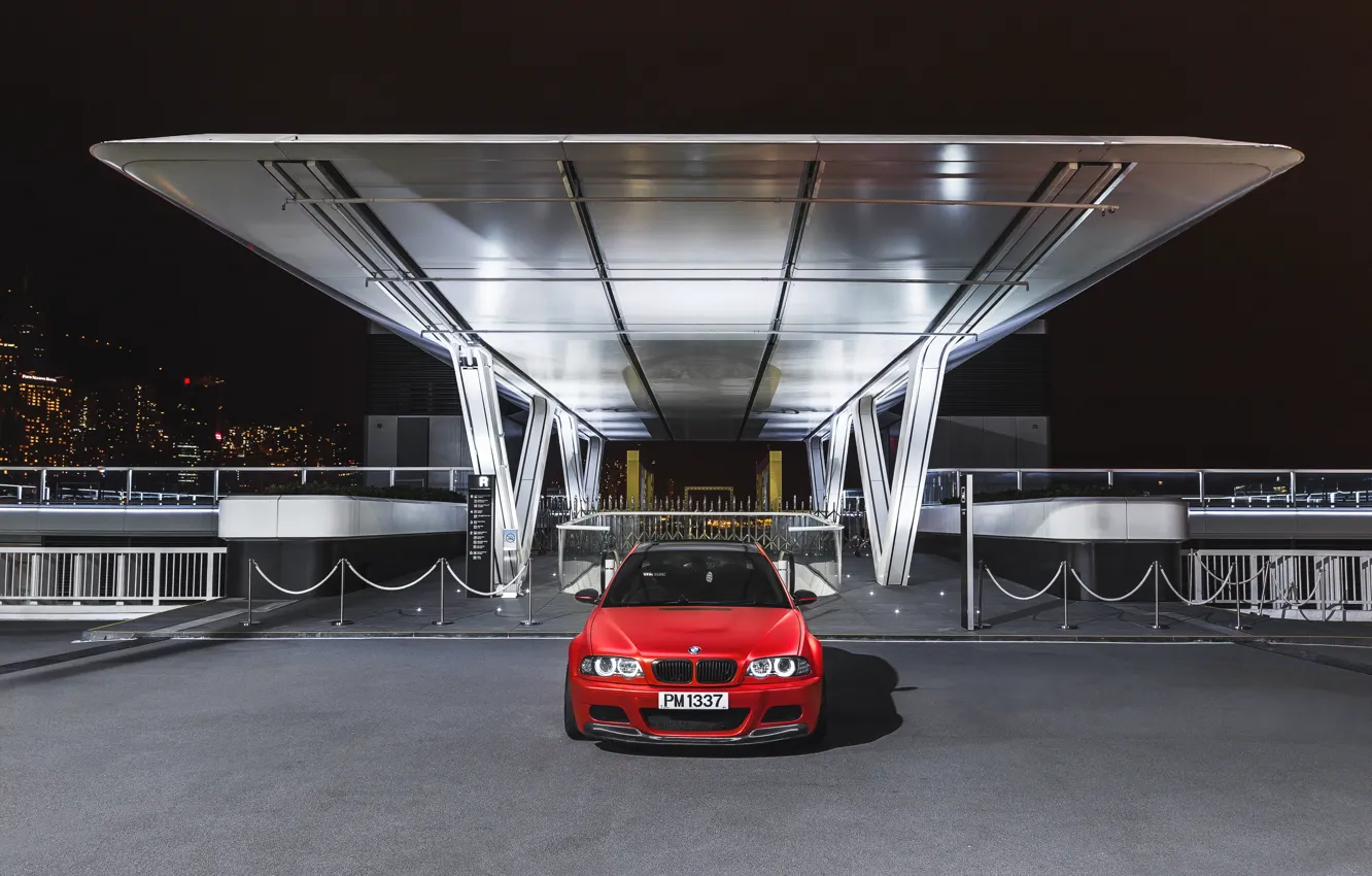 Photo wallpaper BMW, Night, E46, M3, Front view