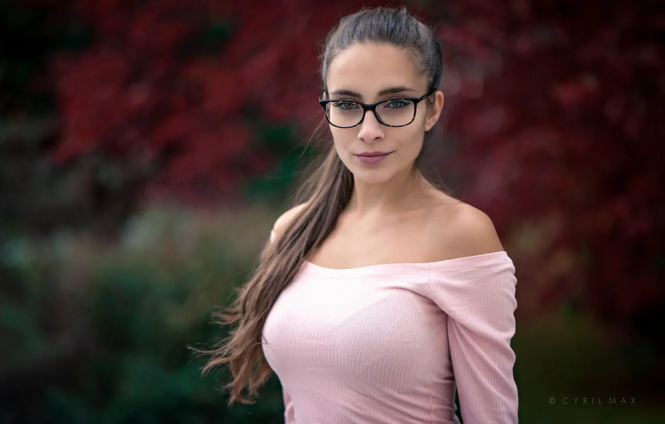Photo wallpaper model, portrait, makeup, glasses, hairstyle, beauty, bokeh, Cyril Max
