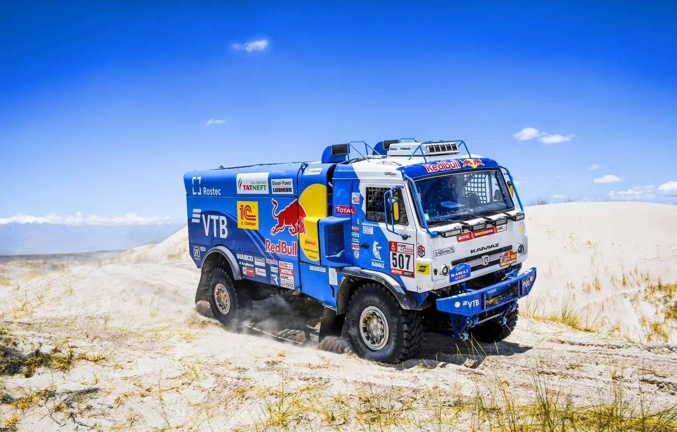 Photo wallpaper Sand, Sport, Truck, Race, Master, Russia, Kamaz, Rally