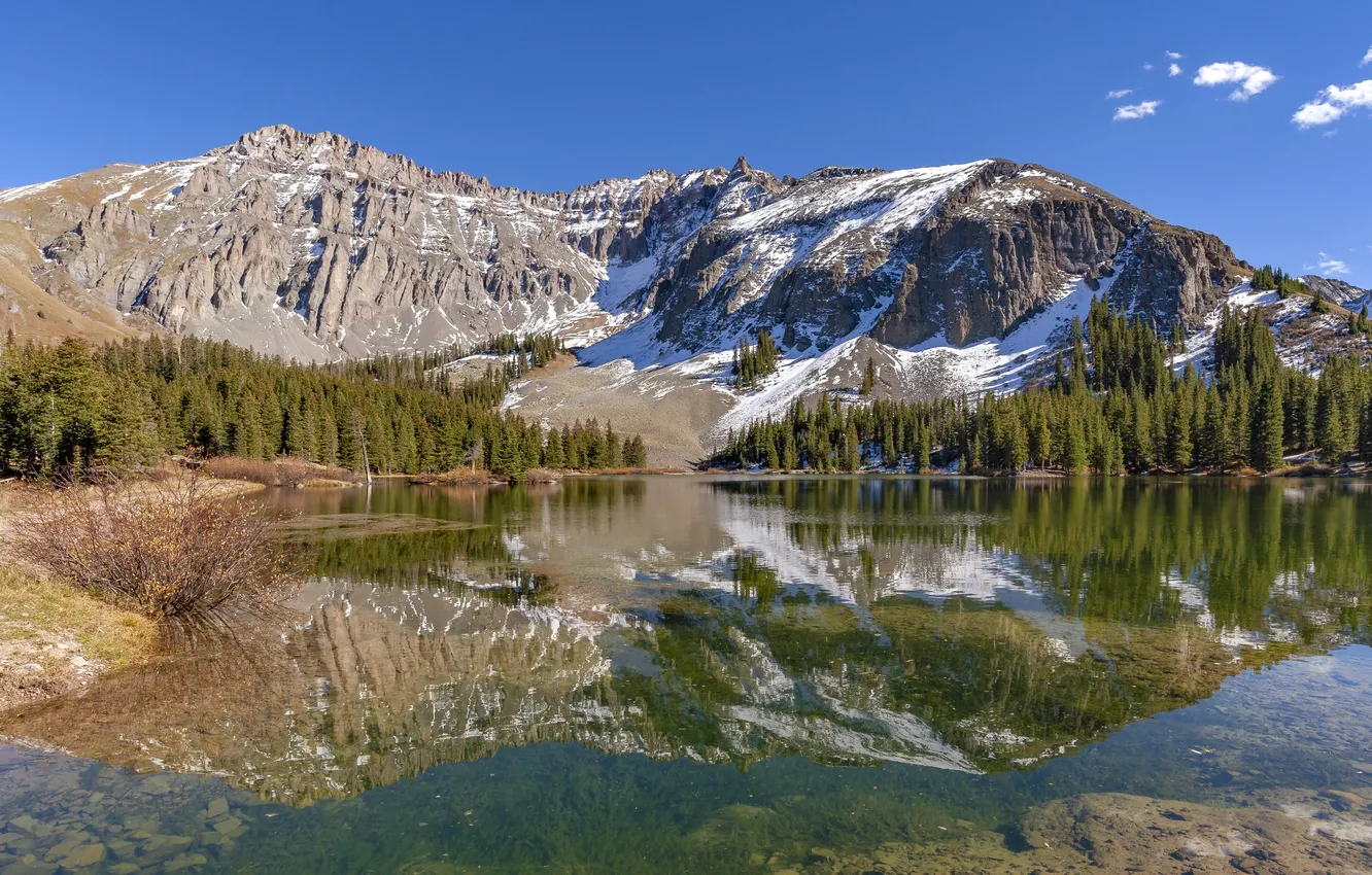 Photo wallpaper forest, landscape, mountains, nature, lake, reflection