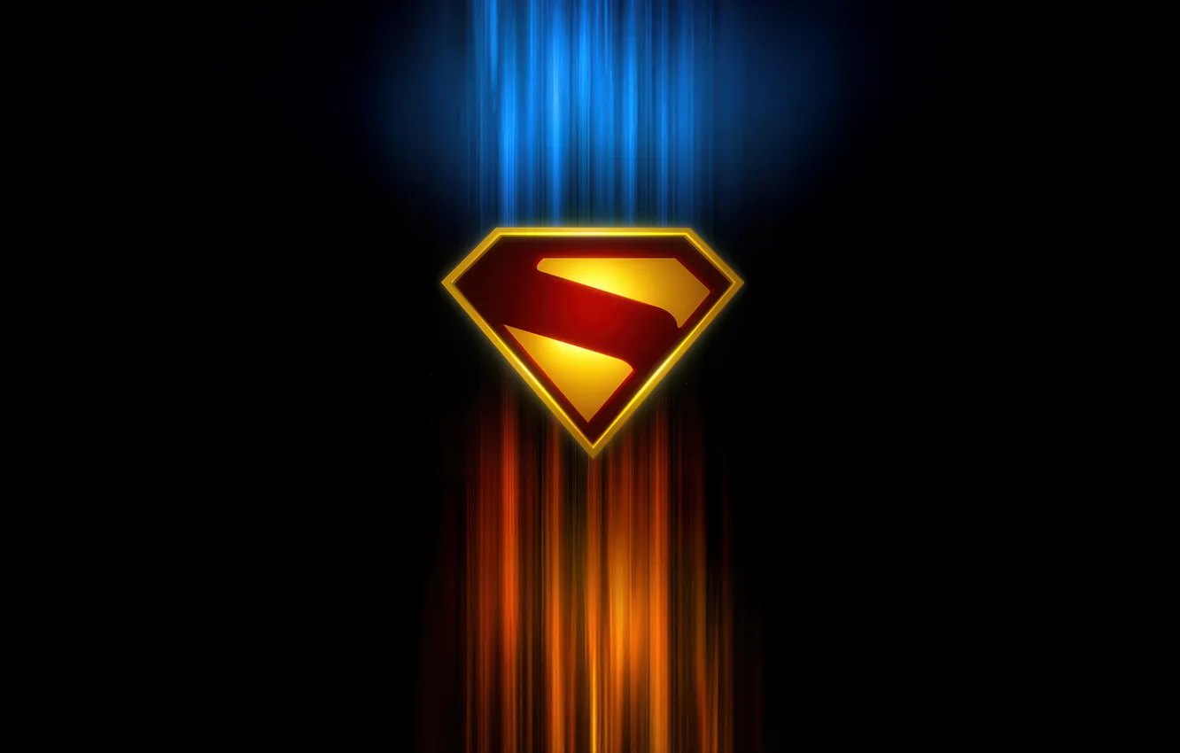 Photo wallpaper DC Comics, Superman, black background, comic, logo, Superman
