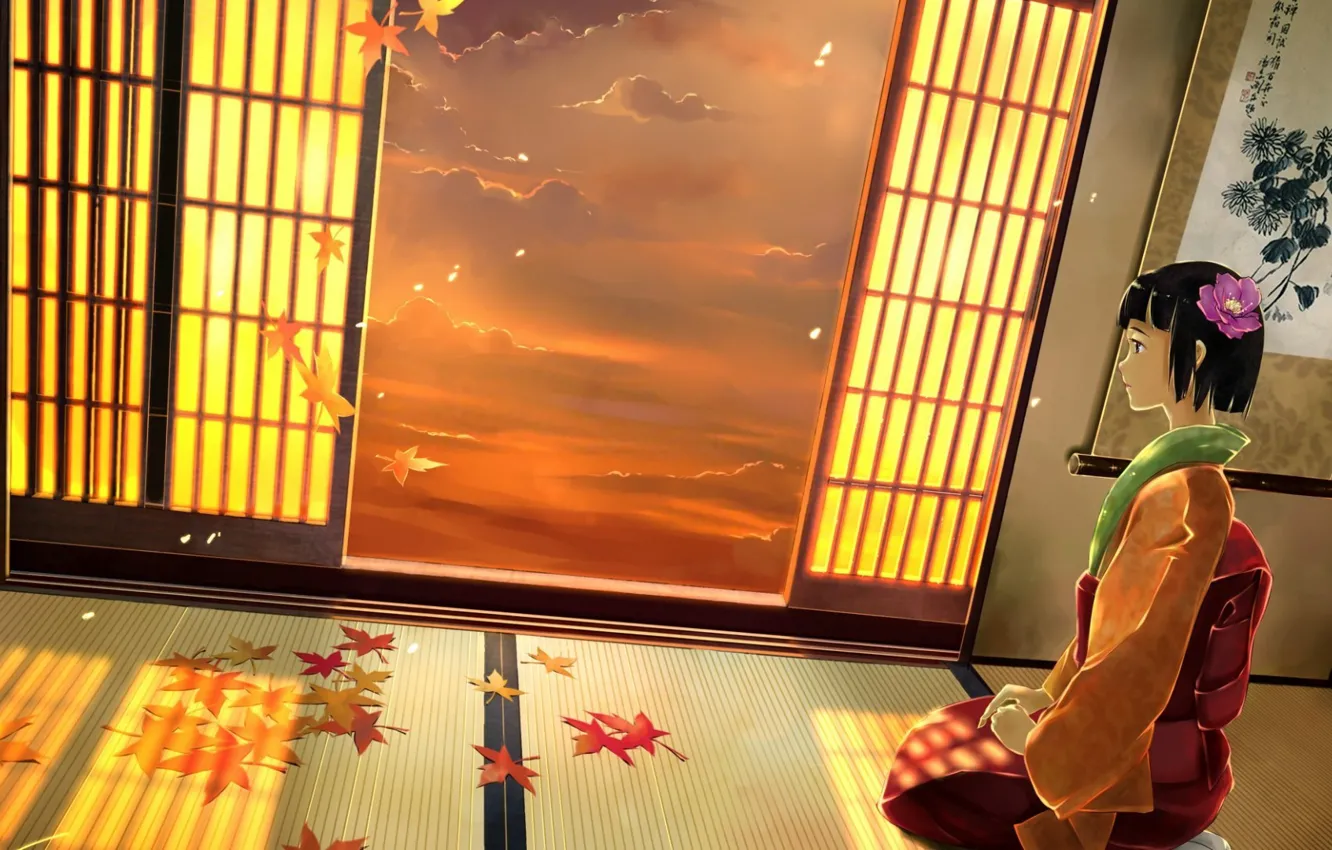Photo wallpaper anime, art, girl, kimono