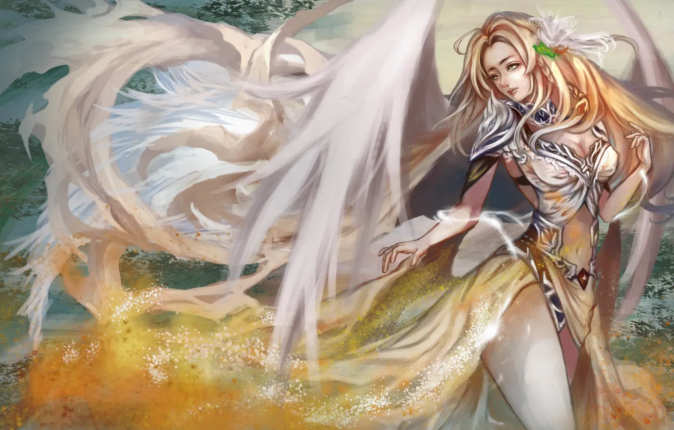 Photo wallpaper girl, wings, fantasy, art