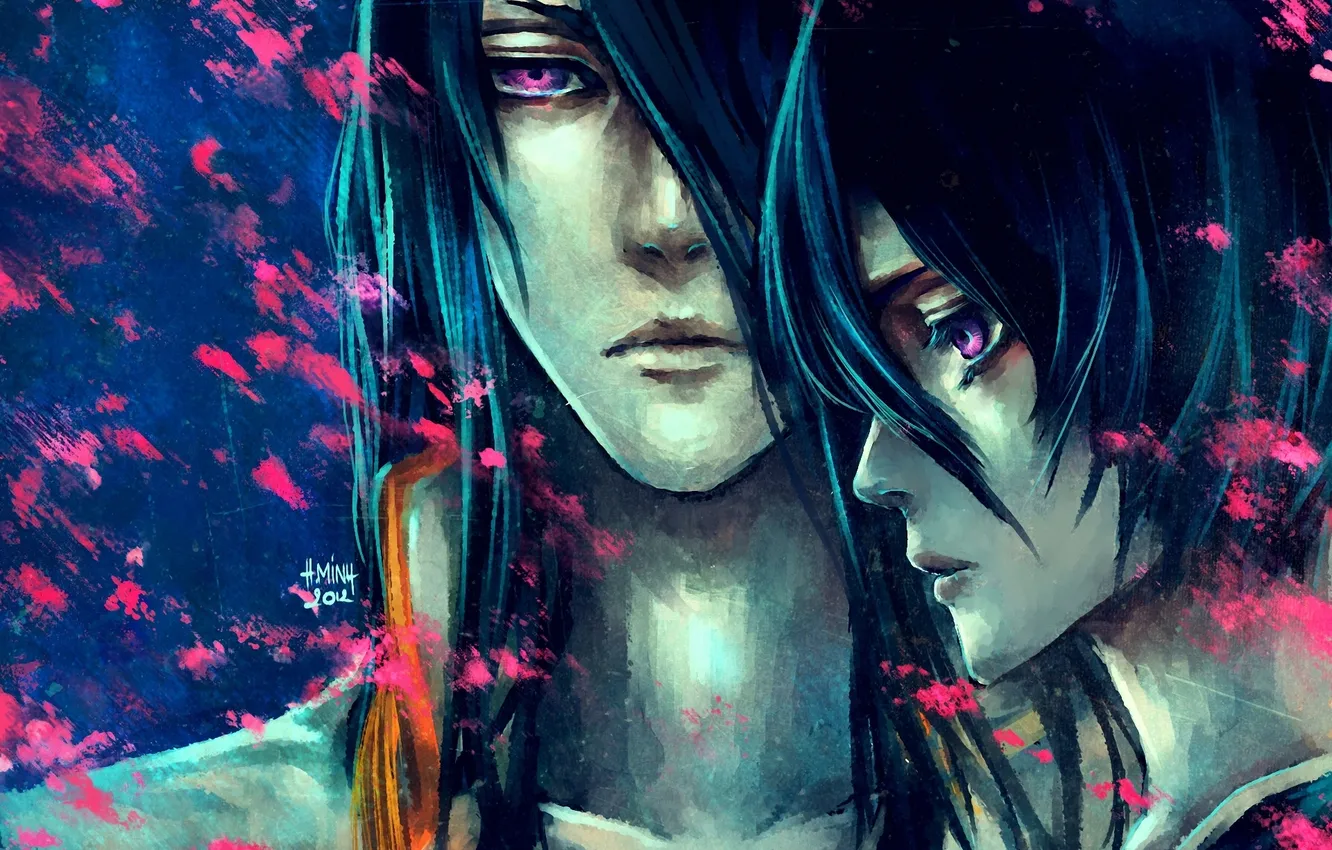 Photo wallpaper girl, abstraction, art, guy, Bleach, kuchiki rukia, Kuchiki Byakuya, NanFe