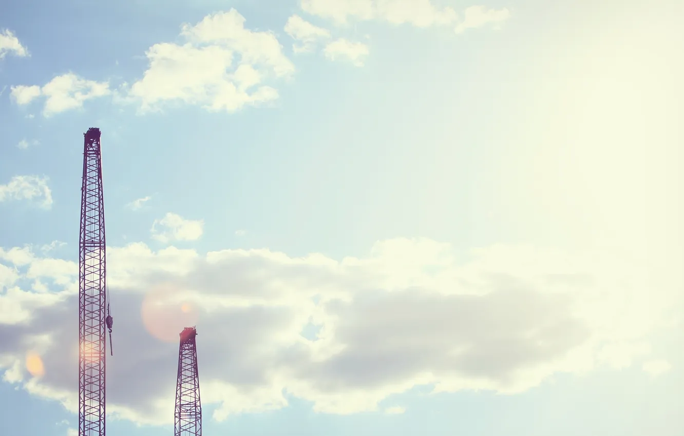 Photo wallpaper the sky, city, the city, crane, port, wallpapers, obloka, lift