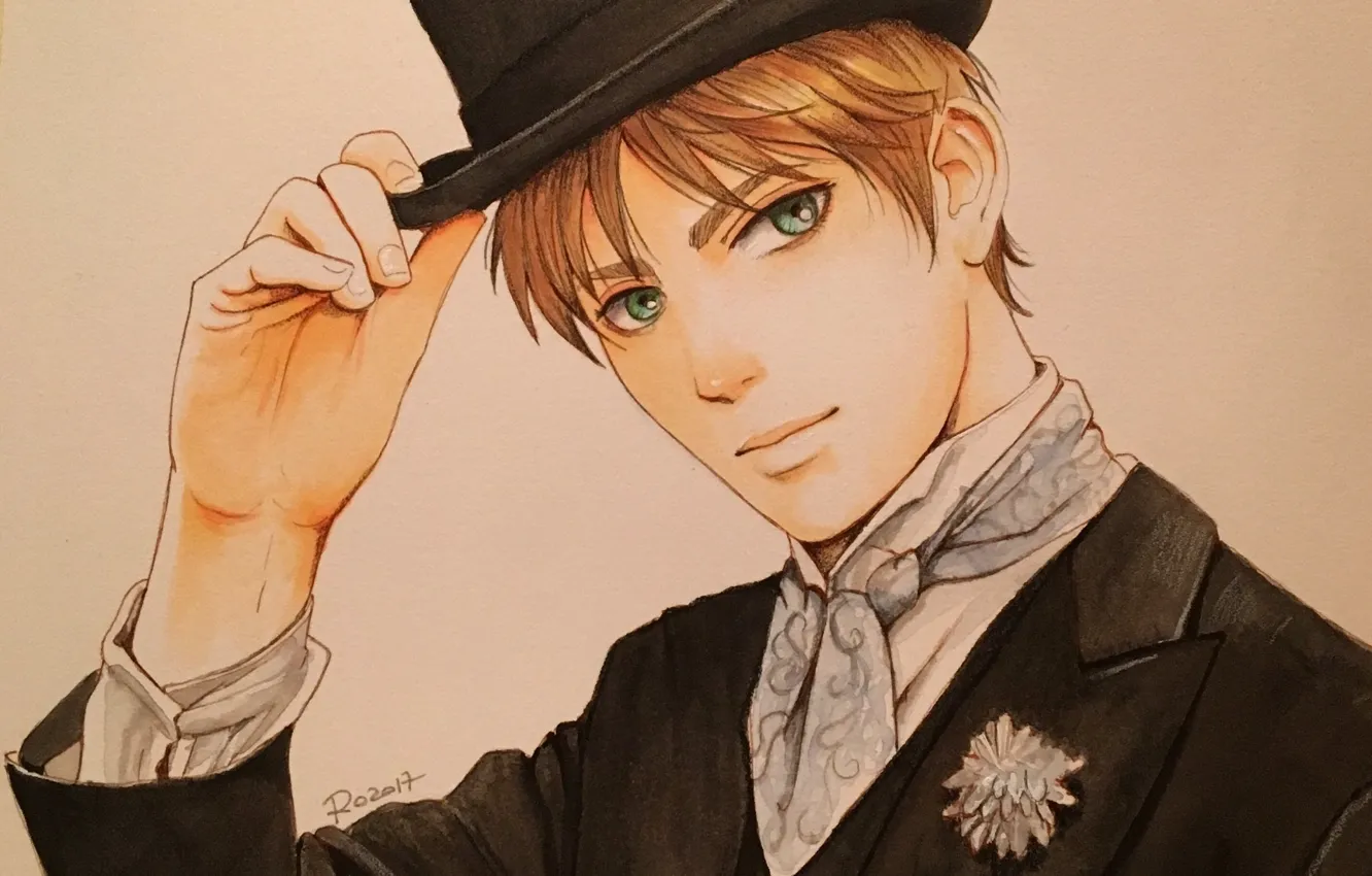 Photo wallpaper look, figure, hat, guy, Shingeki no Kyojin, Attack Of The Titans, Eren Yeager, by redwarrior3