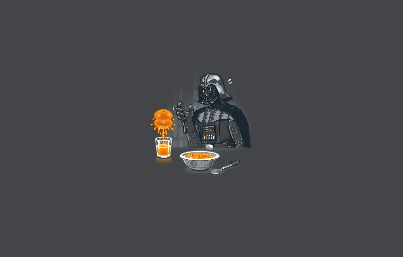 Photo wallpaper minimalism, Breakfast, Darth, Vader