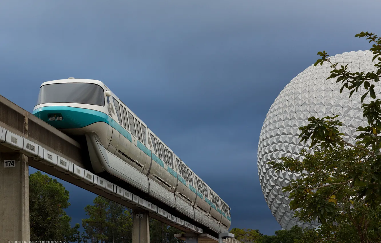 Photo wallpaper the city, balls, building, train