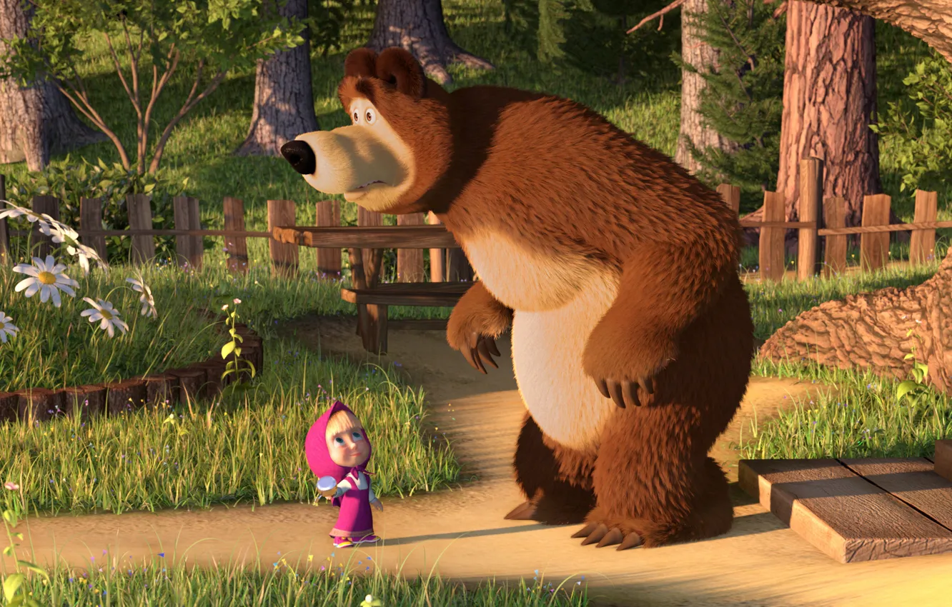 Photo wallpaper movie, the film, bear, illustration, Masha