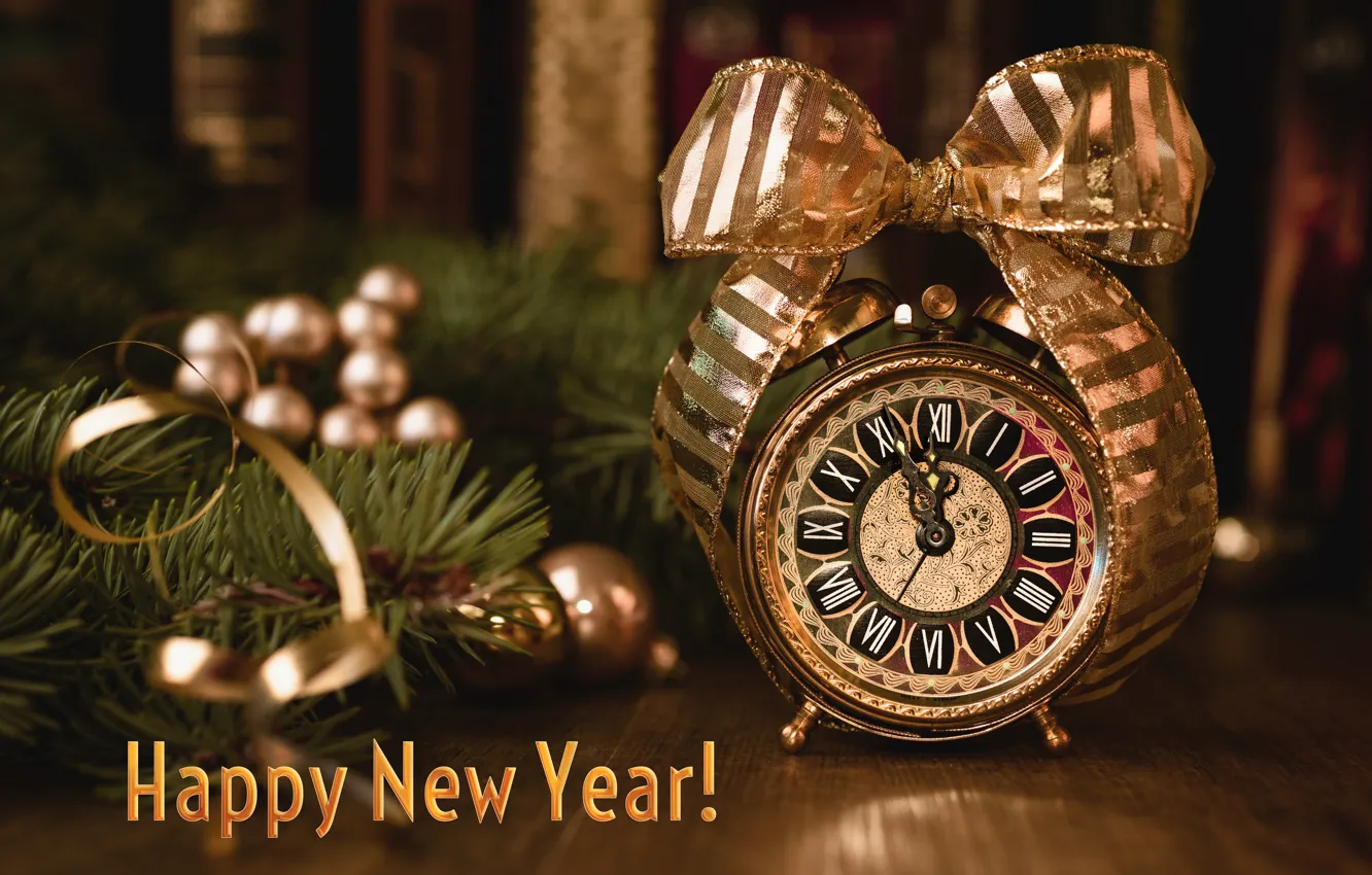 Photo wallpaper time, holiday, toys, watch, new year, Christmas, alarm clock, bow