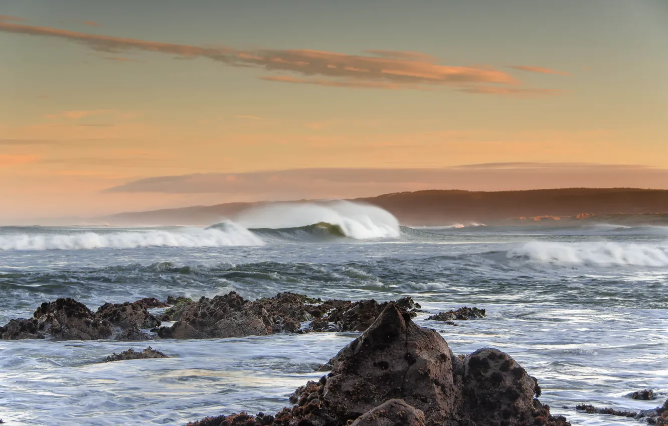 Photo wallpaper beach, sunset, the ocean, Waikato, Port Waikato