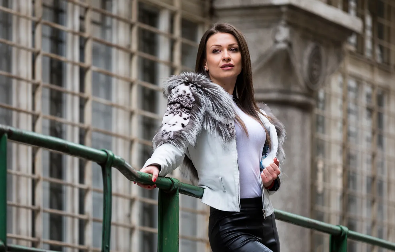 Photo wallpaper look, pose, hair, jacket, pants, bokeh