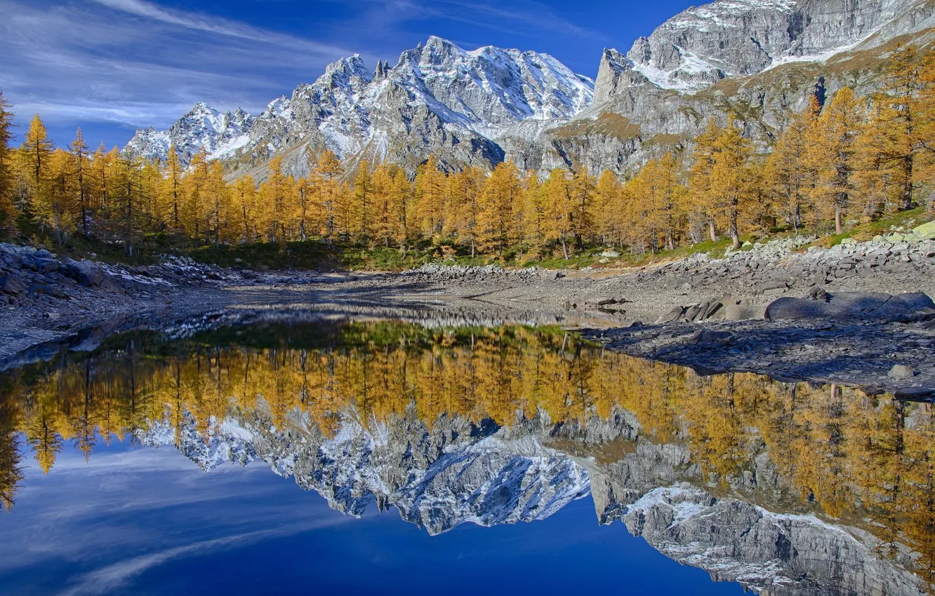 Photo wallpaper autumn, landscape, mountains, nature, lake, reflection, beauty