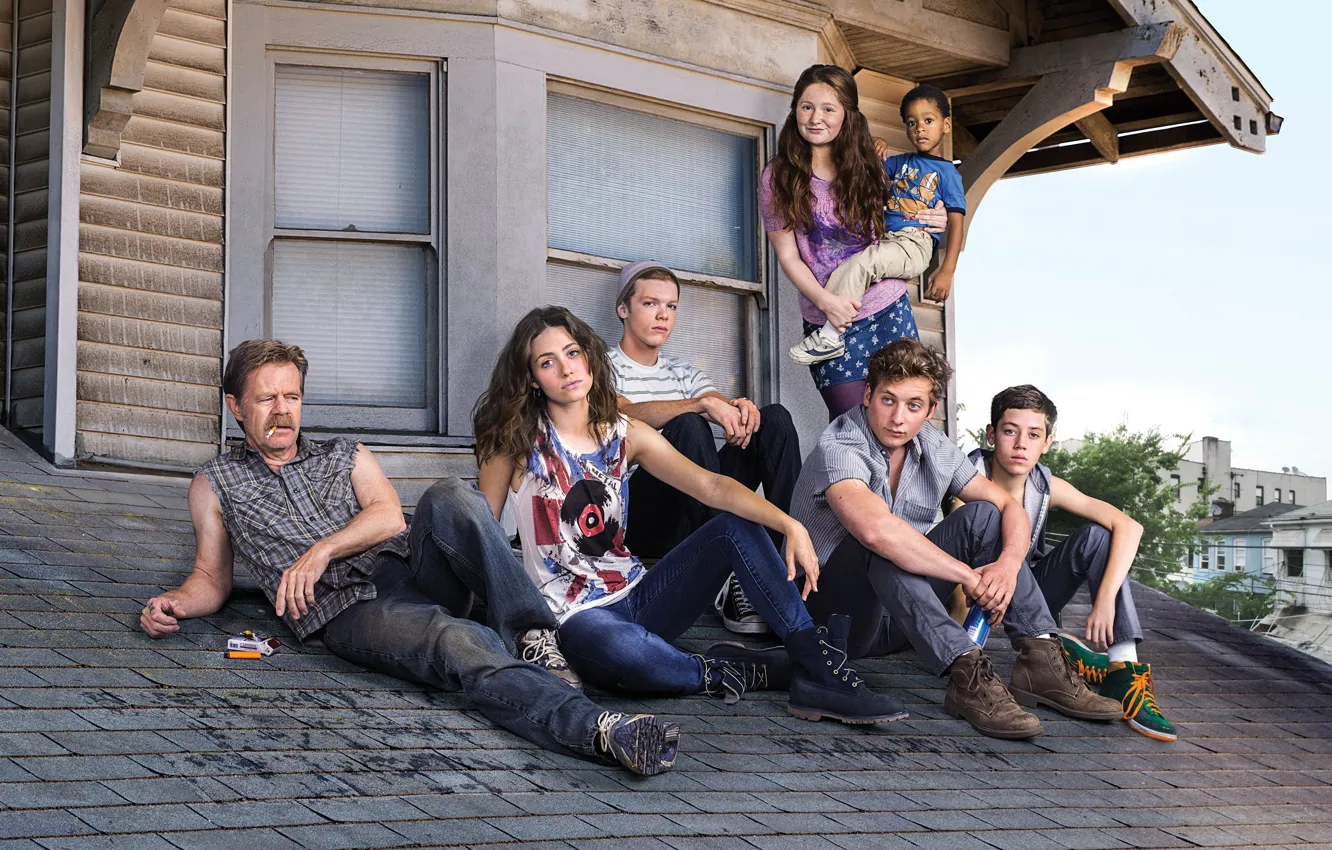 Photo wallpaper Emmy Rossum, Shameless, Jeremy Allen White, Emma Kenney, William H. Macy, Cameron Monaghan, Ethan Cutkosky, …