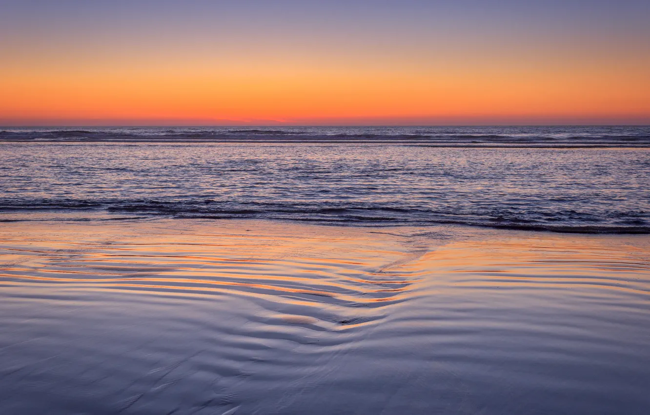 Photo wallpaper sea, sunset, paint, shore, the evening, tide, Oregon, USA