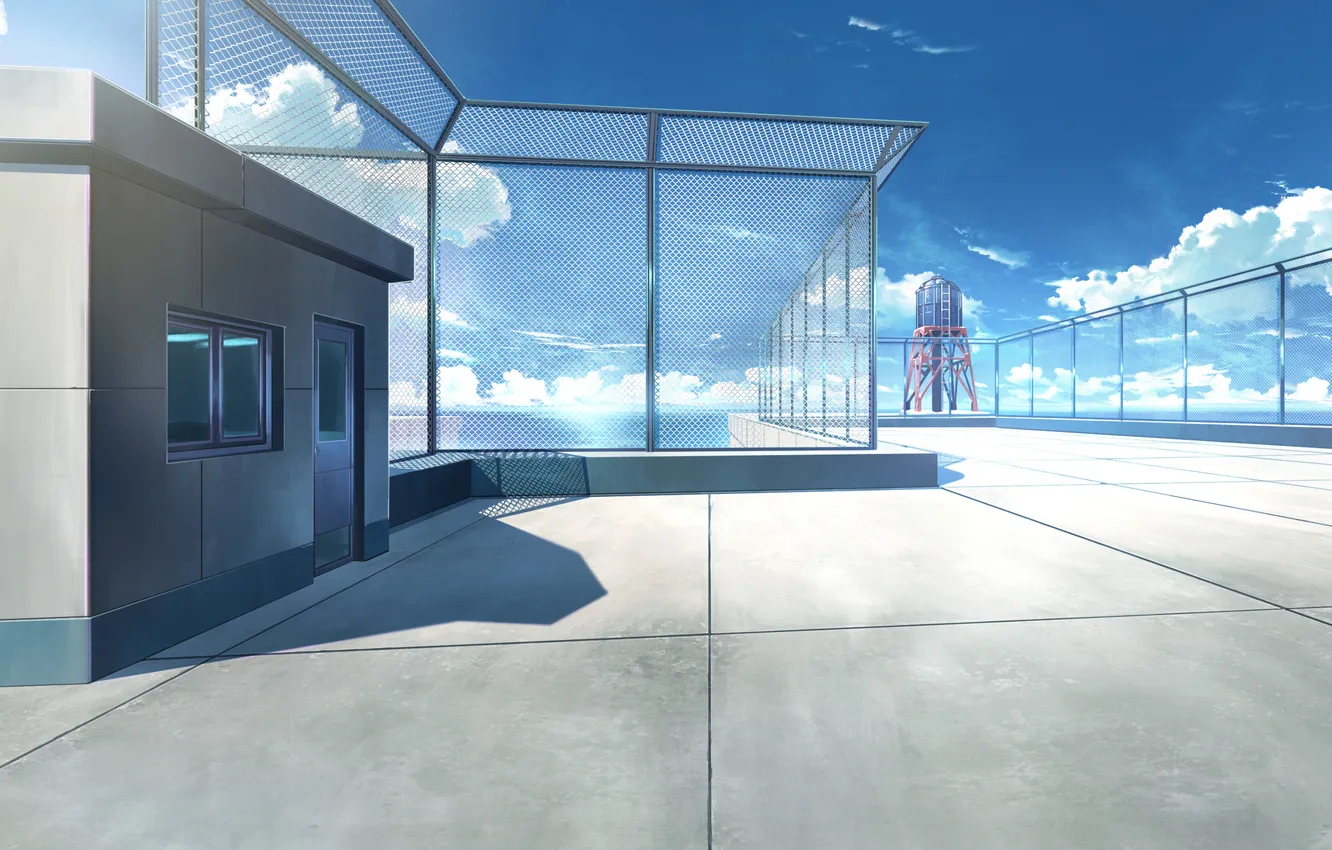 Photo wallpaper roof, the sky, anime