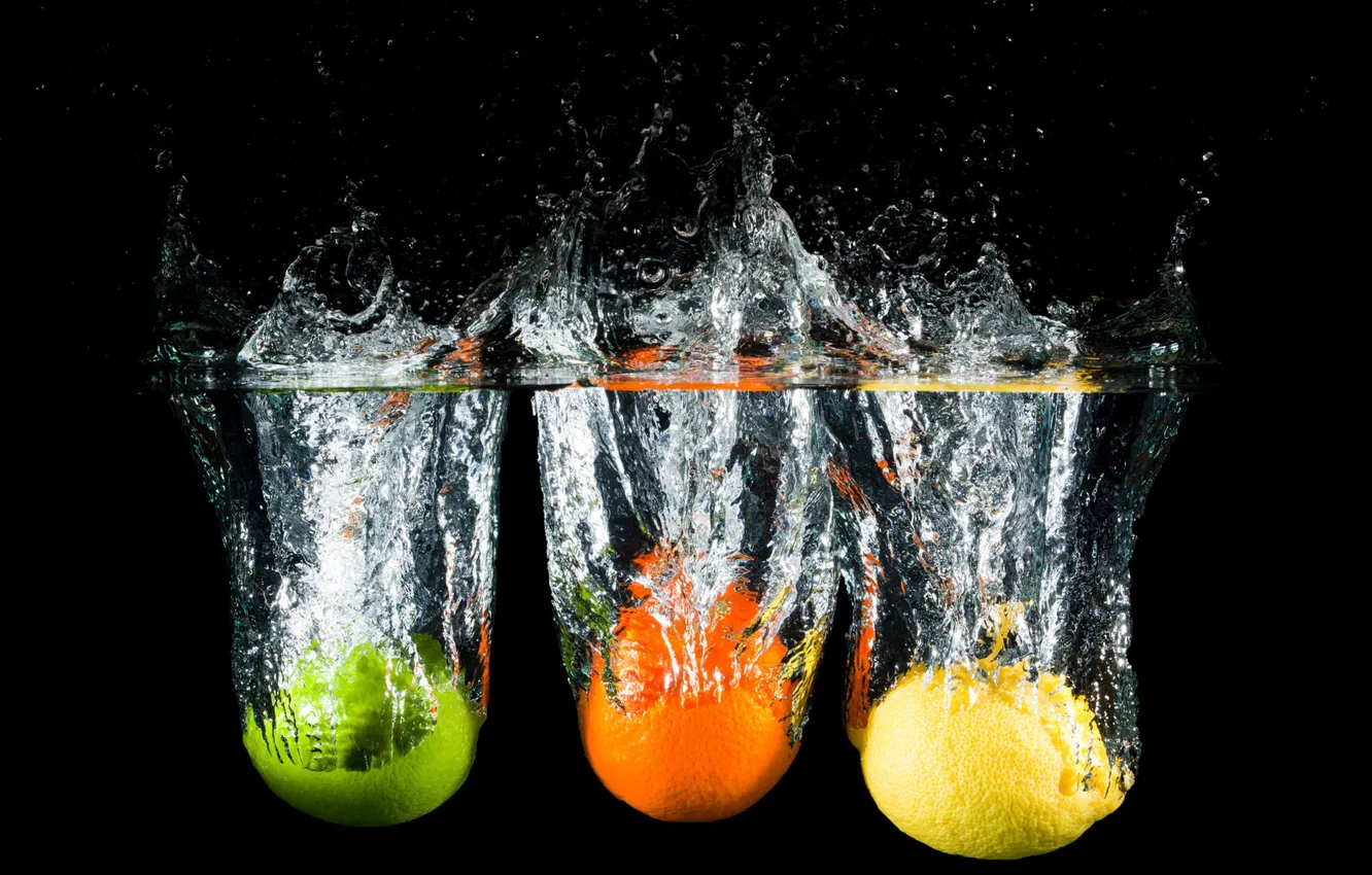 Photo wallpaper water, squirt, citrus
