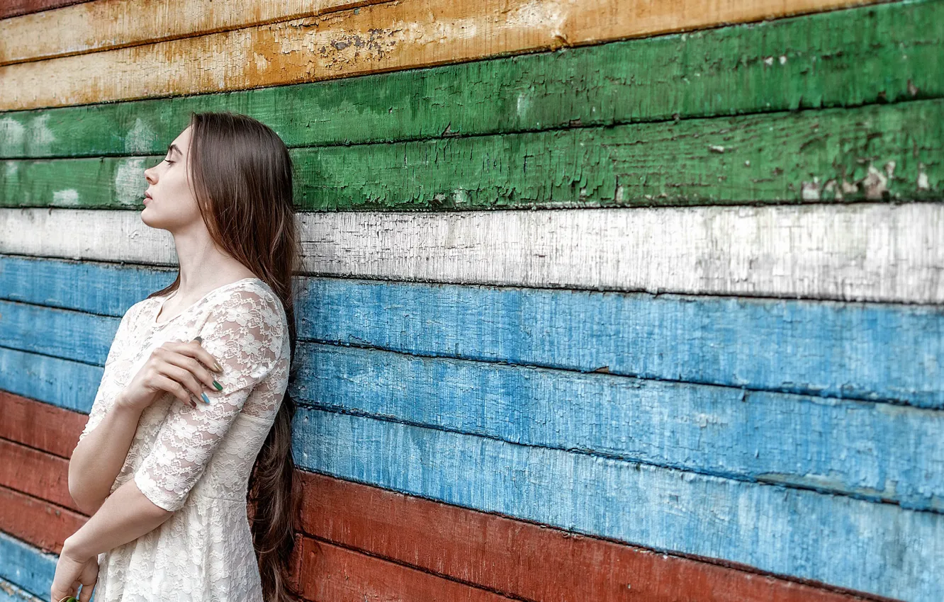 Photo wallpaper girl, background, wall