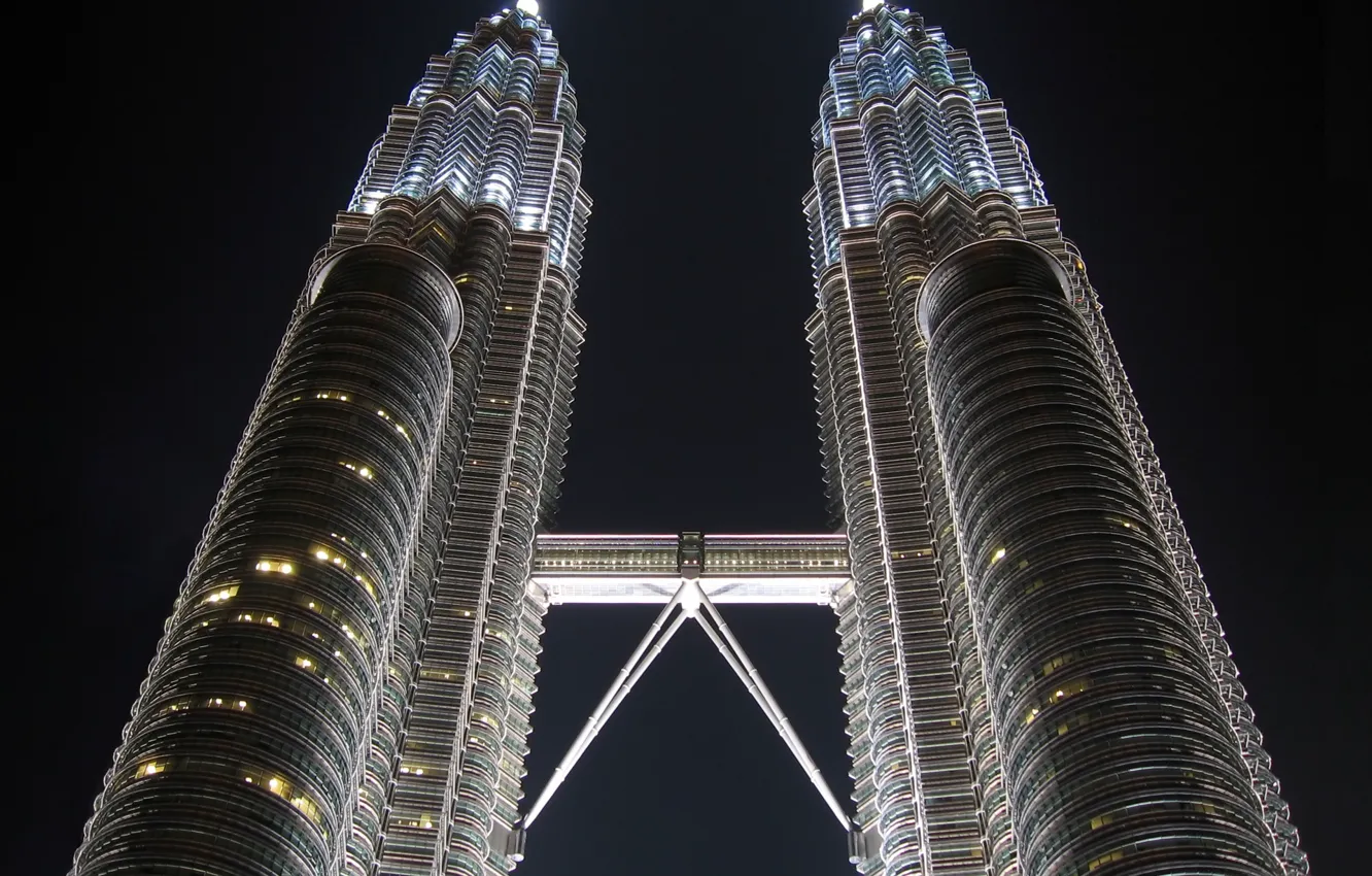 Photo wallpaper night, skyscrapers, night, skyscraper, Kuala Lumpur, Petronas, Malaysia