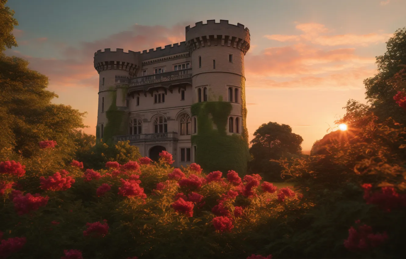 Photo wallpaper autumn, landscape, castle, architecture, landscape, beautiful, autumn, castle