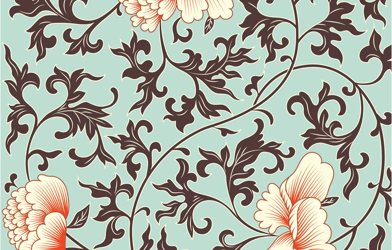 Photo wallpaper flowers, style, pattern, China, texture, fabric