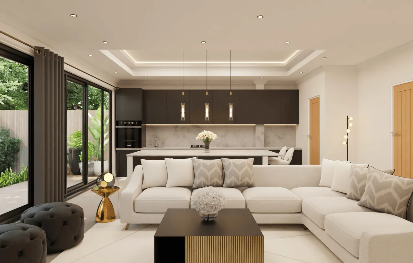 Photo wallpaper design, style, Villa, kitchen, living room, dining room, Best Interior Design, Perfect for Large Spaces