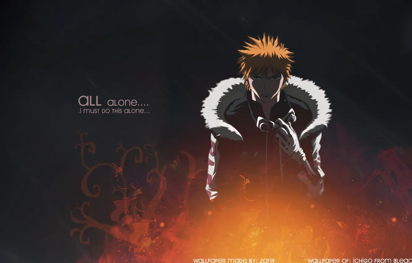 Photo wallpaper black, Bleach, Kurosaki Ichigo