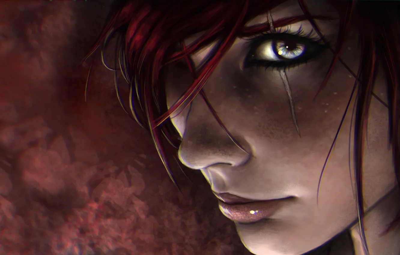 Photo wallpaper girl, face, eye, hairs