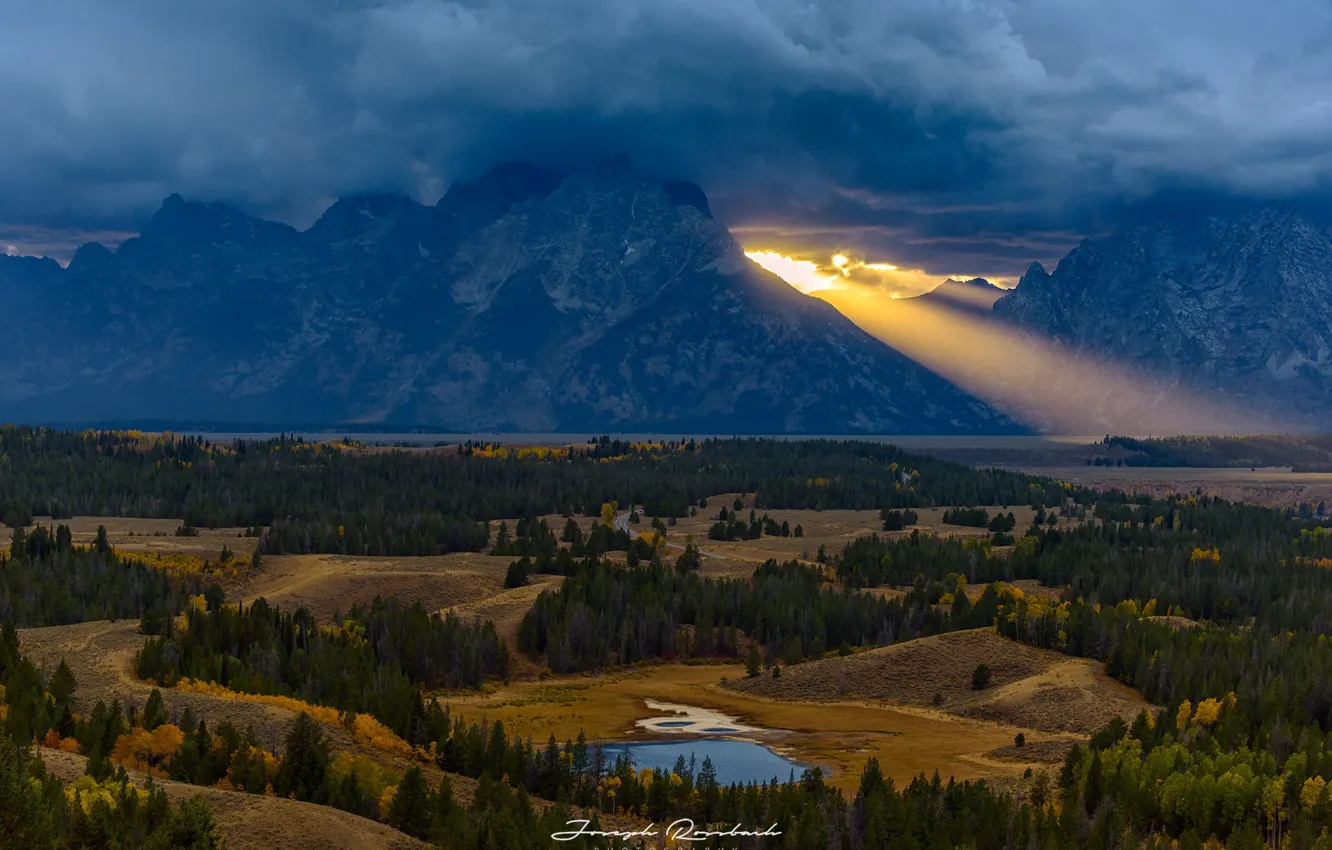 Wallpaper Autumn Forest The Sky Clouds Light Mountains Clouds For