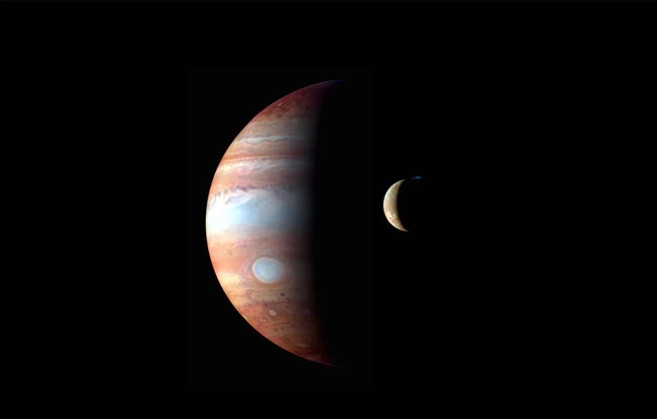Photo wallpaper planet, satellite, Jupiter, solar system