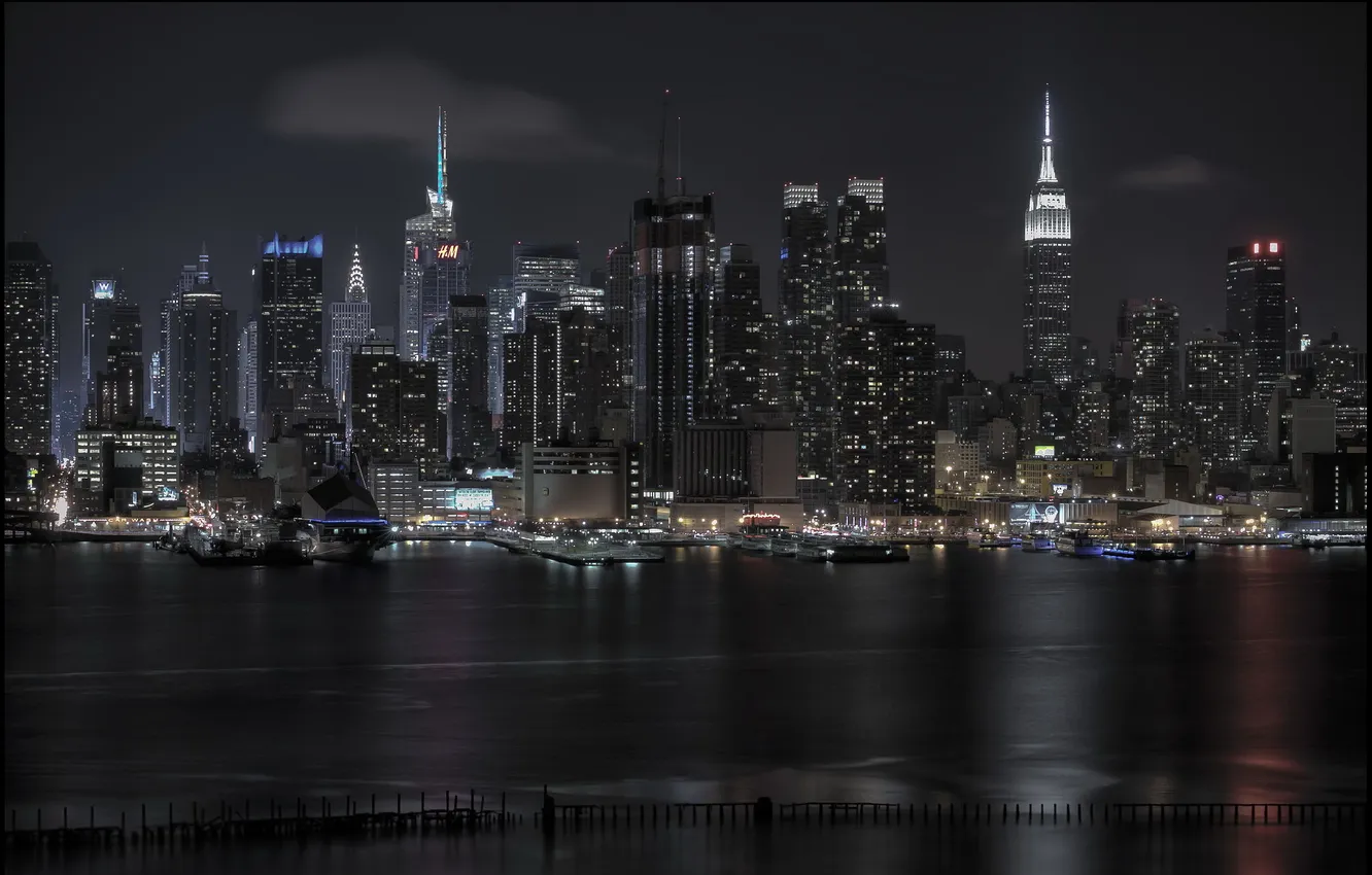 Photo wallpaper night, the city, new york city