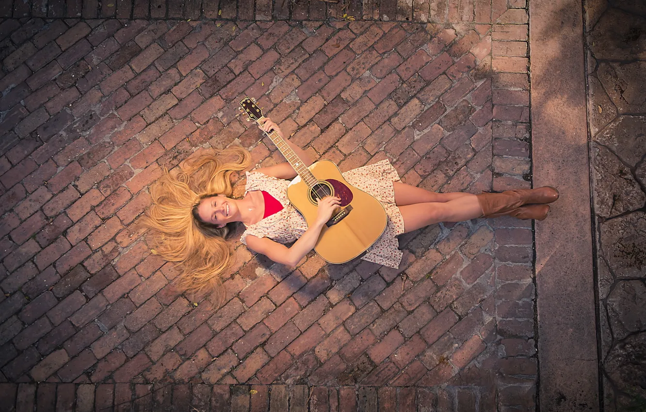 Photo wallpaper girl, music, guitar