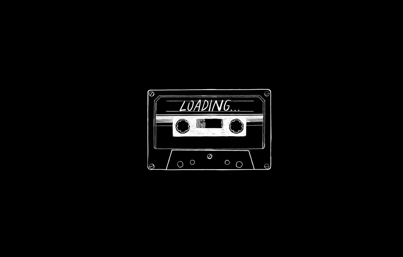 Photo wallpaper minimalism, black background, cassette