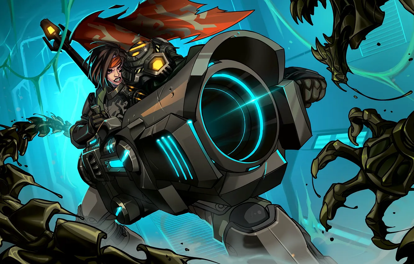 Photo wallpaper girl, the game, gun, Paladins