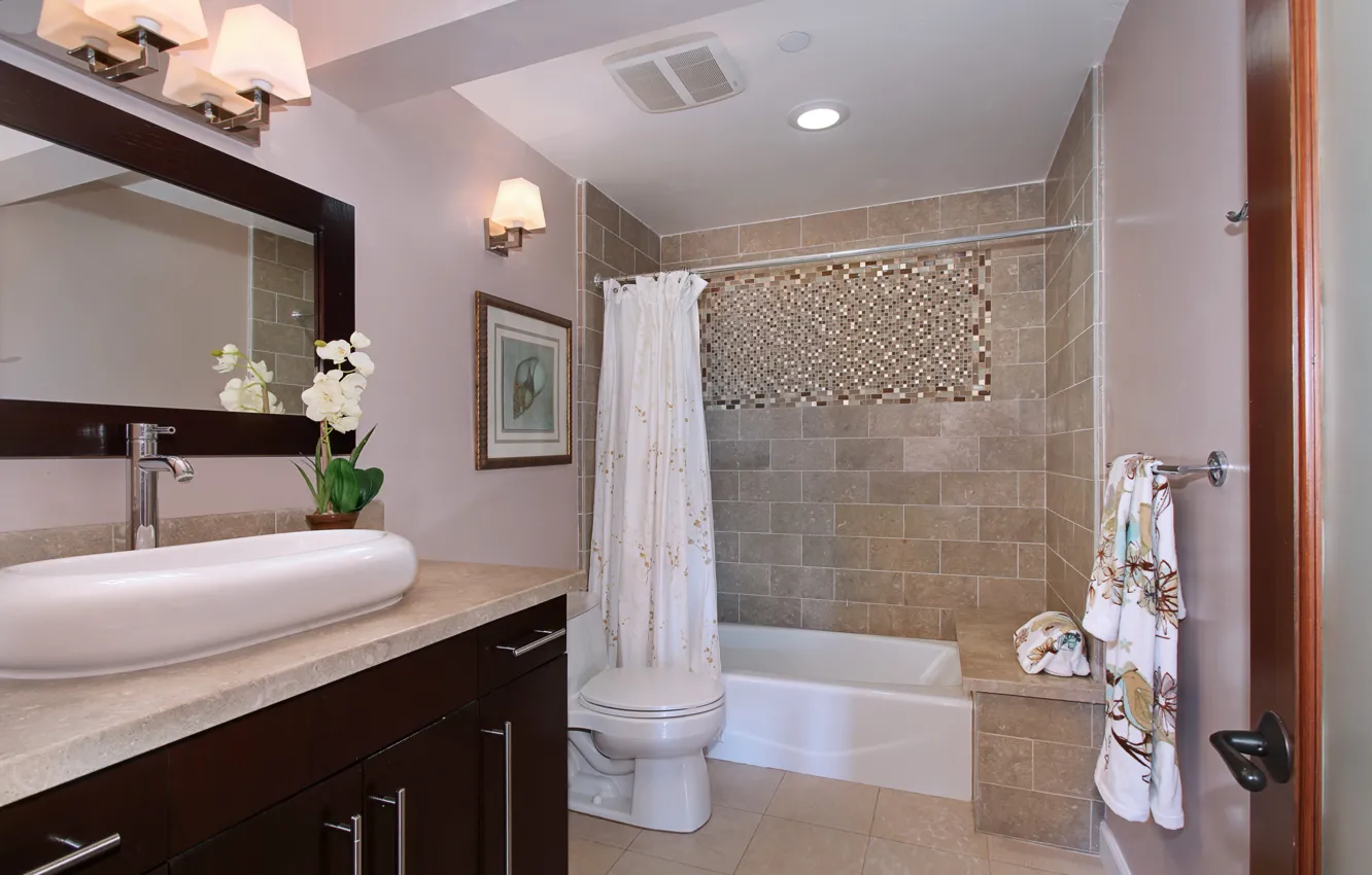 Photo wallpaper design, photo, lamp, interior, bathroom