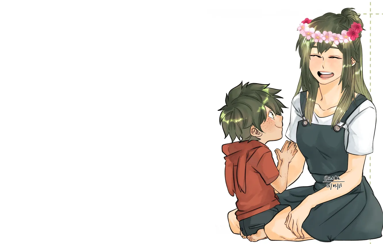 Photo wallpaper family, son, mother, Boku no Hero Academy, My hero Academy, My Hero Academia, Midori Isuku