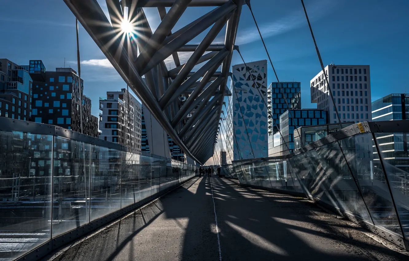 Photo wallpaper Norway, architecture, Norway, Oslo, Oslo, Barcode bridge