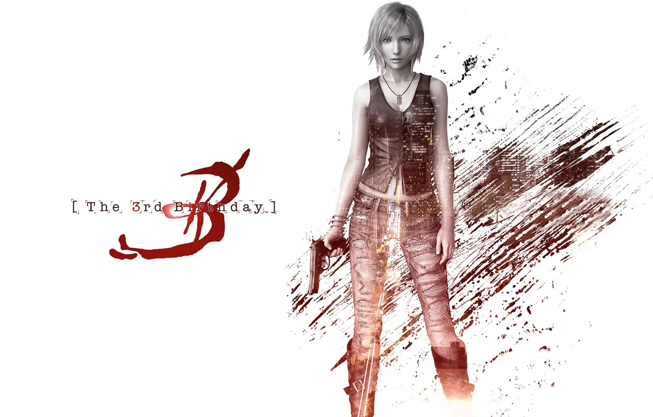 Photo wallpaper girl, white background, Parasite Eve
