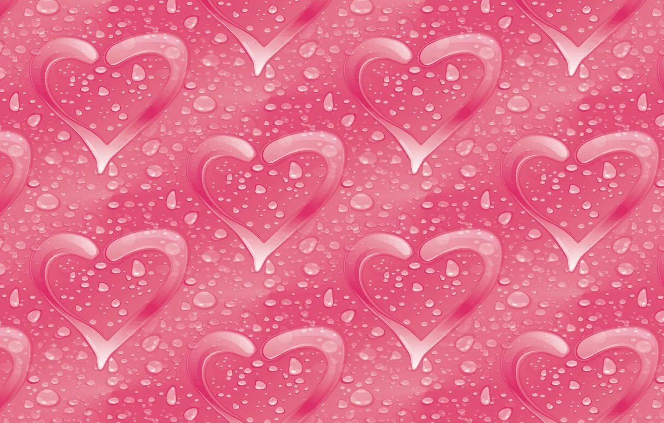 Photo wallpaper water, drops, background, holiday, heart, figure, texture, Valentine