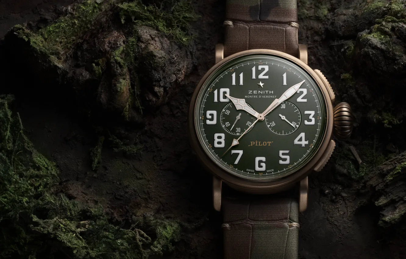 Photo wallpaper Zenit, bronze, Pilot, Zenith, Pilot, Swiss luxury watch, Swiss wrist watches luxury, bronze case