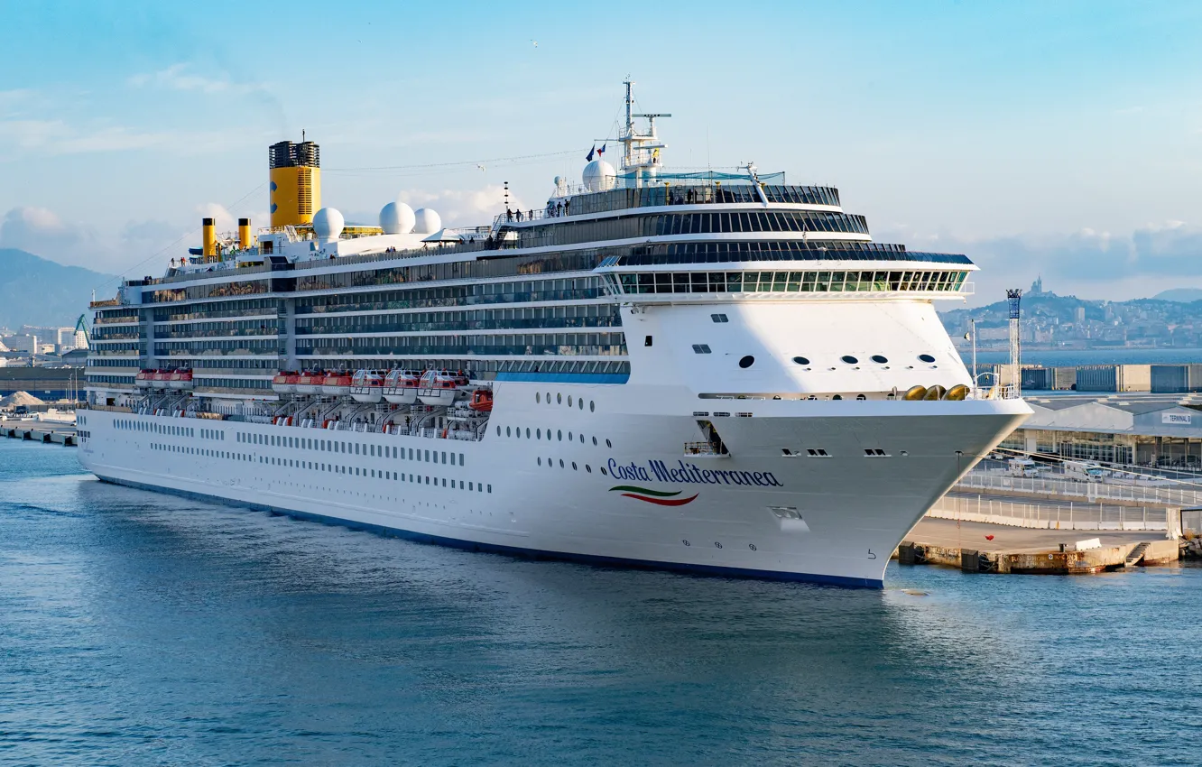 Photo wallpaper the ship, cruise liner, Mediterranean Coast