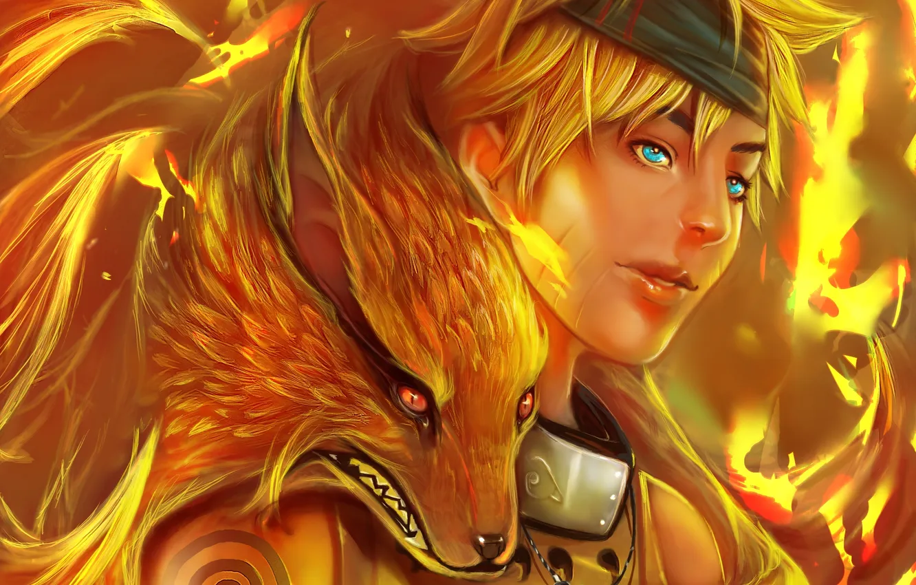 Photo wallpaper Fox, Naruto, anime, Nine-Tailed Demon Fox