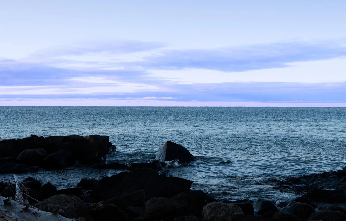 Photo wallpaper sea, the sky, water, clouds, landscape, nature, rocks, shore