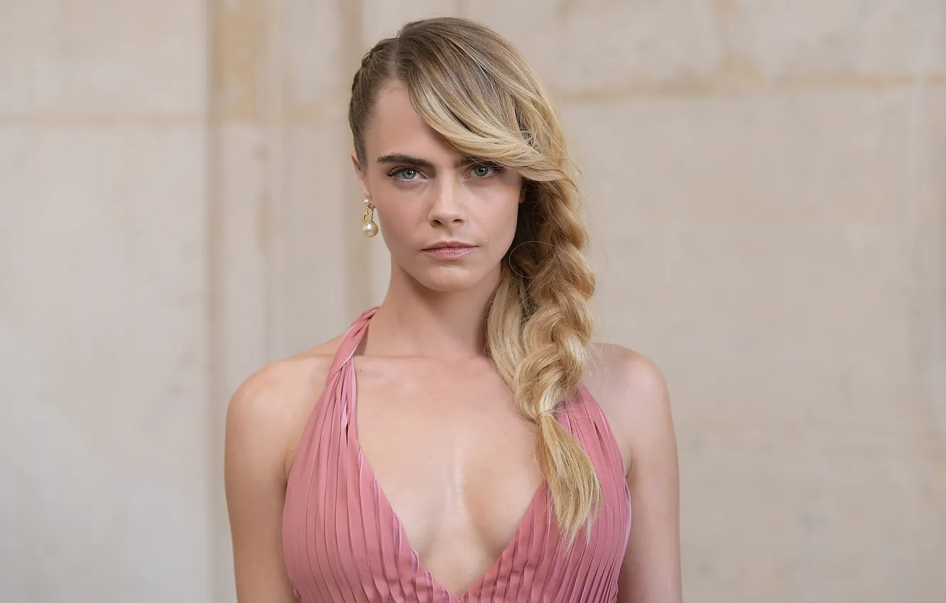 Photo wallpaper look, girl, blouse, braid, Cara Delevingne
