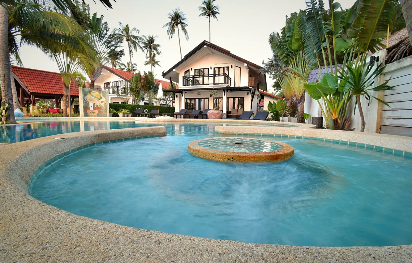 Photo wallpaper the city, palm trees, pool, architecture, resort, Villa, Sai Name Lanta, villa Malee